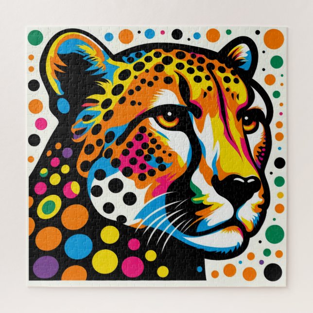 Cheetah Pop Art 600 Piece Quebra-cabeça (Vertical)