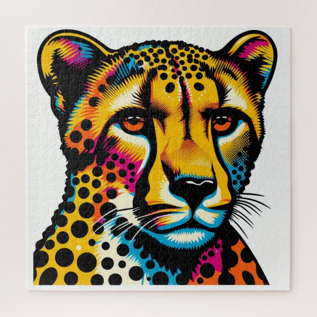 Cheetah Pop Art 600 Piece Quebra-cabeça (Vertical)