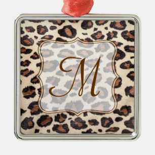 Cheetah Spot Animal Prin Monograma Ornamento Inici