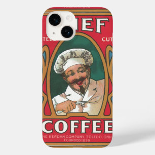 Chef café vintage art nouveau elegante vermelho