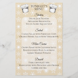 Chef chapéu de neve menu de janto de Natal