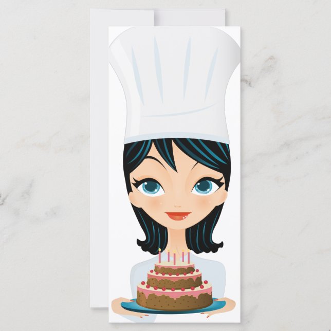 Chef de cozinha feminino Bolo de aniversário (Frente)