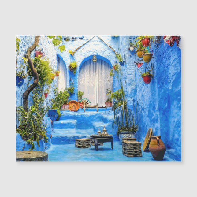 Chefchaouen Blue City Marrocos Oil Painting Boho (Frente)