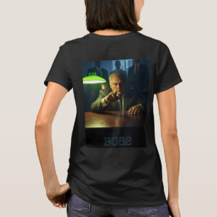 Chefe com as mulheres de texto e camisa preta