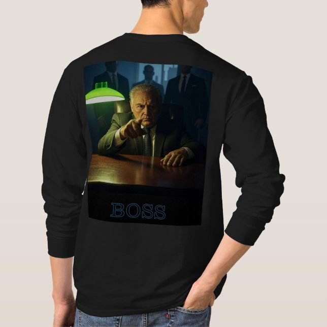 Chefe com SMS homens negros manga camiseta comprid (Verso)