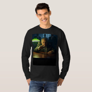 Chefe homem manga preta camiseta comprida
