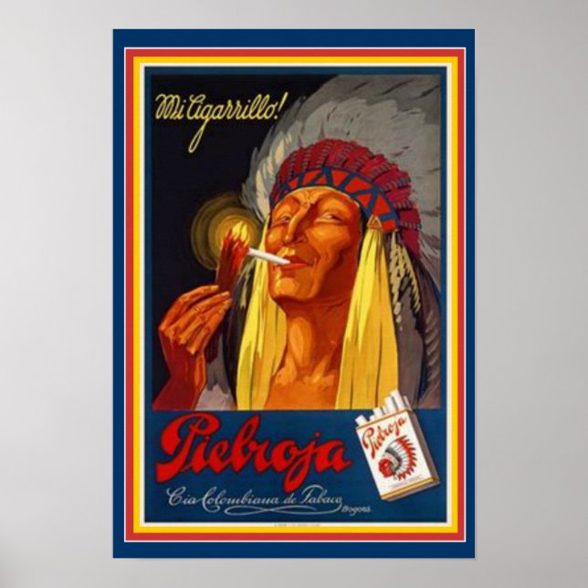Chefe indiano Vintage Cigarro Ad Poster 13 x 19 (Frente)