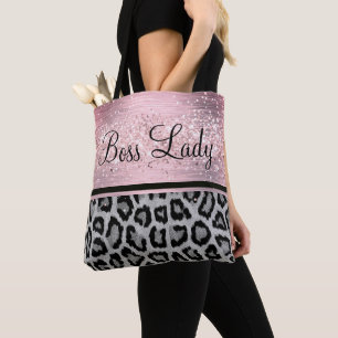 Chefe Lady Glittery Pink Leopard Tote Bag