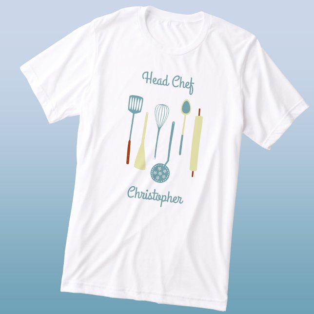 Chefe Personalizado (Fun personalized custom text Head Chef vintage kitchen utensils triblend t-shirt)