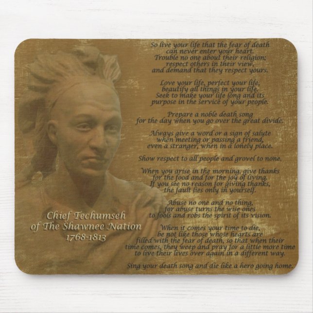 Chefe Tecumseh mousepad "Live Your Life" (Frente)