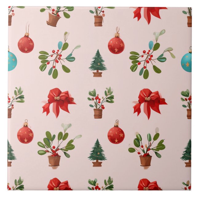 Cheio de arte da atmosfera de Natal Azulejo cerâmi (Frente)