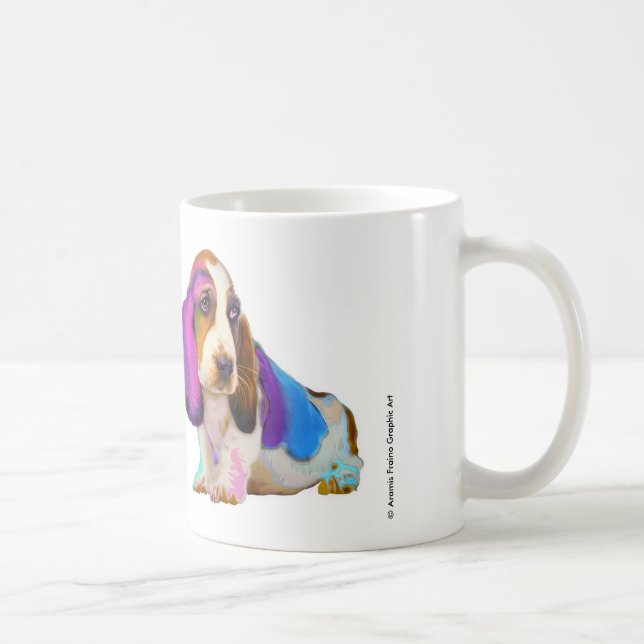 Cheio de Basset Hound da caneca das cores (Direita)