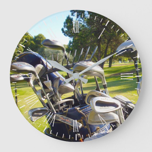 Cheio De Sacos De Golfe, Relógio De Parede (Frente)