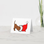 Cheiro Papais noeis! Cartão de Natal Canino<br><div class="desc">Cutel pequeno desenho animado dachshund tem sua cabeça presa no chapéu de dentro Santa Claus e diz,  "Eu cheiro Papais noeis!" no interior do cartão. Uma maneira humorística de compartilhar o espírito de Natal com todos na sua lista.</div>