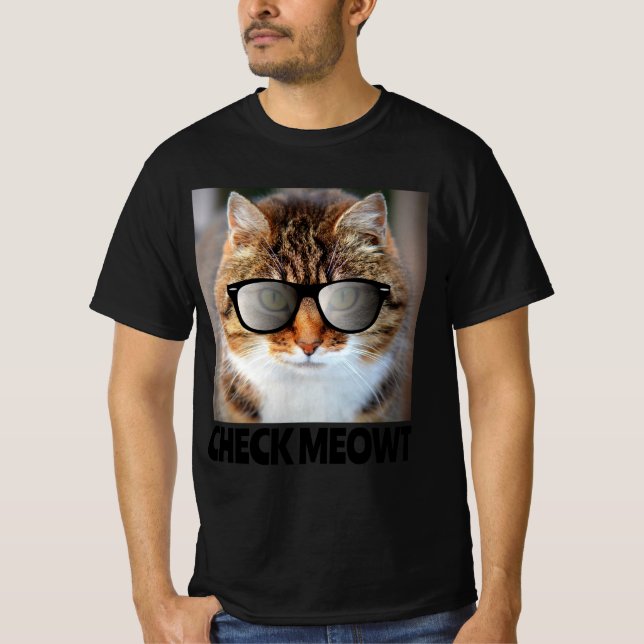 Cheque Meowt, Engraçada Camiseta Gato (Frente)