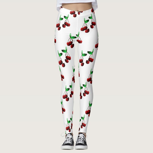 Cherries on White Leggings (Frente)
