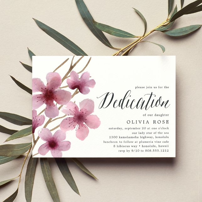 Cherry Blossom | Convite para Dedicação de Bebês (Criador carregado)