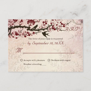 Cherry Blossom e amor aves casamento RSVP