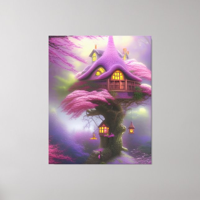 Cherry Blossom Fairy House Fantasy Canvas Art (Frente)