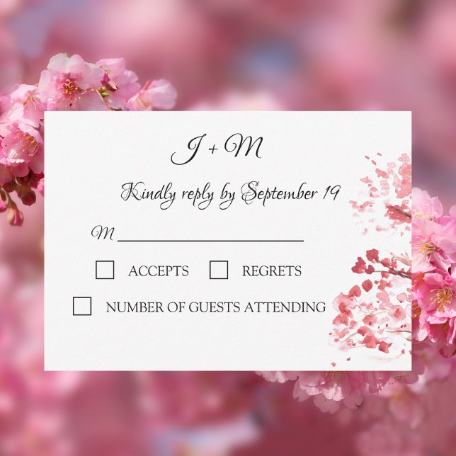 Cherry Blossom Flor Rosa Flórida Moderna RSVP (Criador carregado)