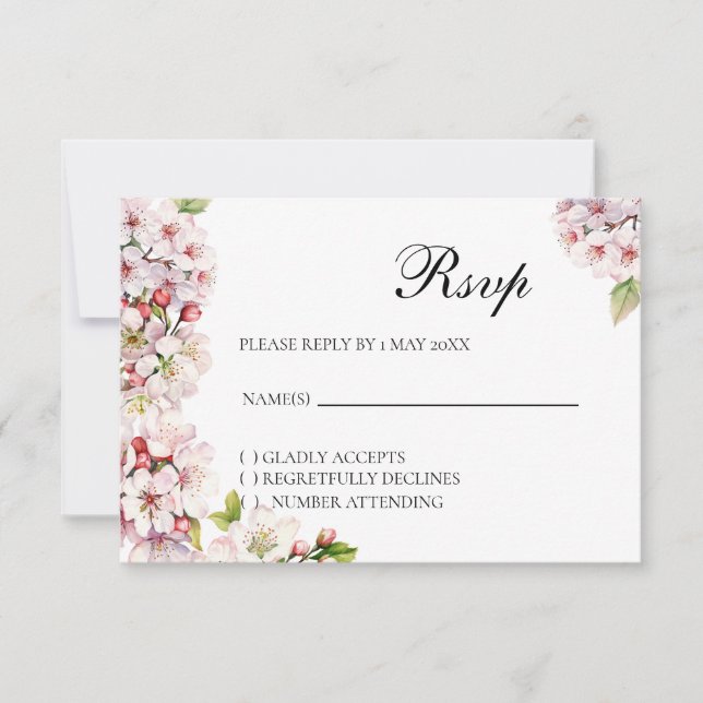 Cherry blossom Floral RSVP card (Frente)