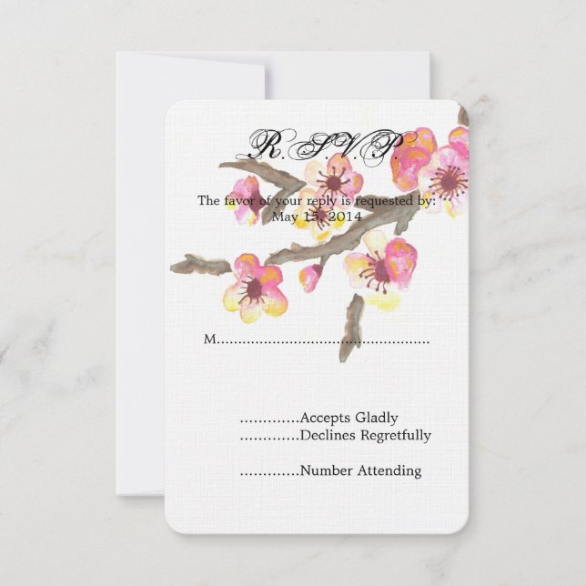 Cherry Blossom Flowers Casamento RSVP (Frente)