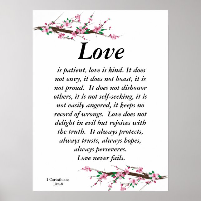 Cherry Blossom Love Is Patient Wedding Poster (Frente)