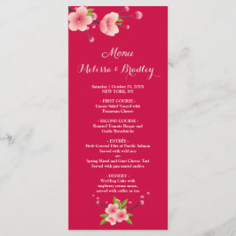 Cherry Blossom Pink Flora Branca Menu Casamento