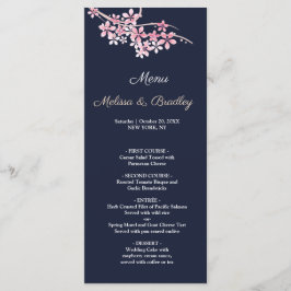 Cherry Blossom Pink marinho floral Menu Casamento