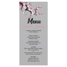 Cherry Blossom Pink White floral Menu
