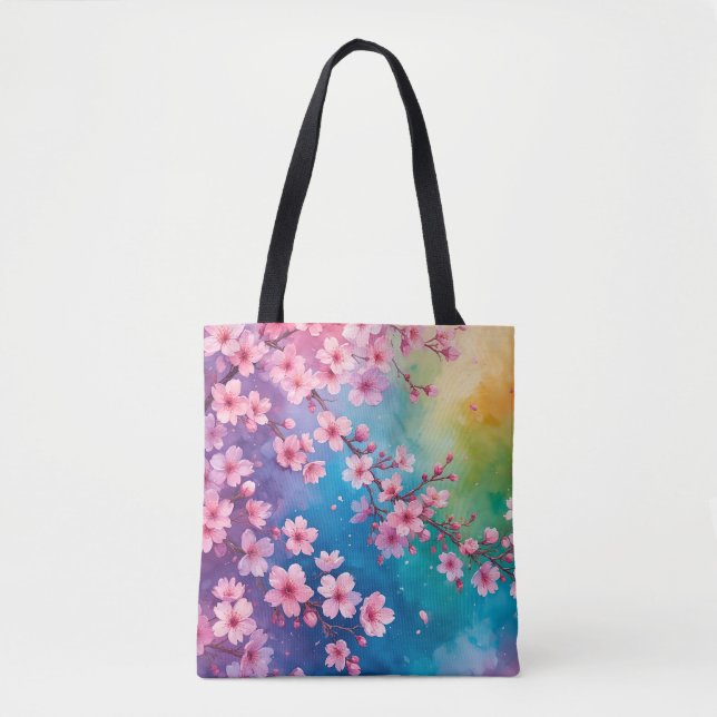 Cherry Blossom Rainbow Sky Bolsa (Frente)