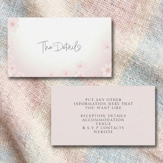Cherry Blossom Rosa O Cartão De Gabinete De Detalh (Cherry Blossom Pink The Details Enclosure Card.)