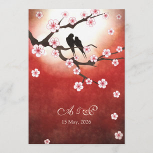 Cherry Blossom Sakura Convite de casamento de Aves
