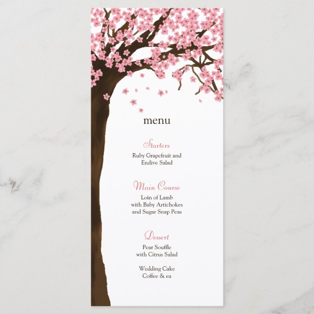 Cherry Blossom / Sakura Watercolor Menu Card (Frente)