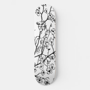 Cherry Blossom Skateboard Preto e Branco