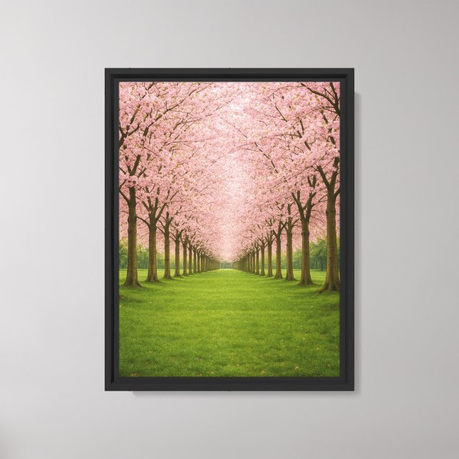 Cherry Blossom Tunnel Framed Canvas Art (Frente)