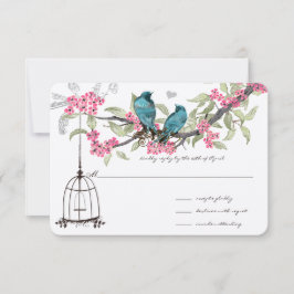 Cherry Blossoms Aqua Birdcage RSVP