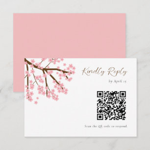 Cherry Blossoms Casamento RSVP Código QR Script Fl