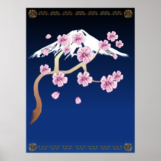 Cherry Blossoms e Fuji Poster