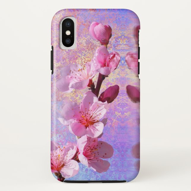 Cherry Blossoms Flores Rosa Abstrato Capa de telef (Verso)