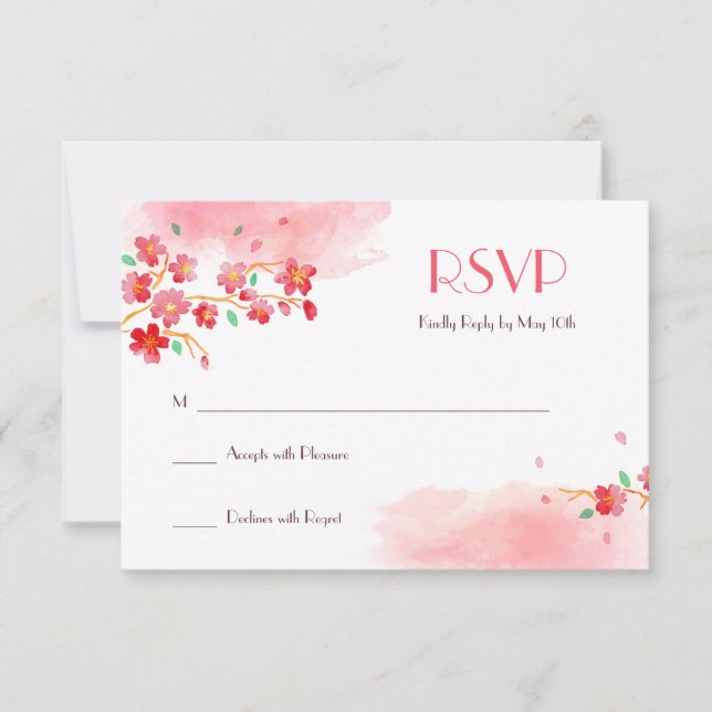 Cherry Blossoms Ramifica RSVP Card (Frente)