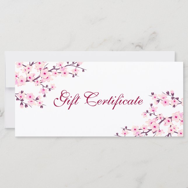Cherry Blossoms White Gift Certificate (Frente)