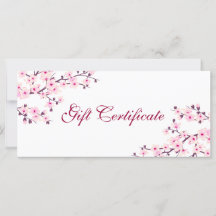 Cherry Blossoms White Gift Certificate