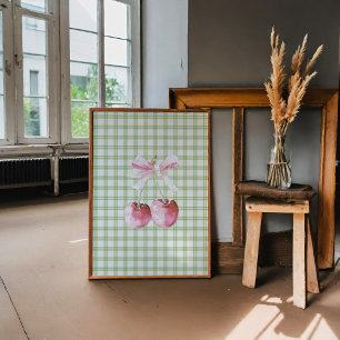 Cherry com Poster de Xadrez verde cor-de-rosa