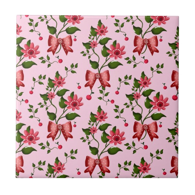 Cherry coquette floral Pattern Ceramic T (Frente)