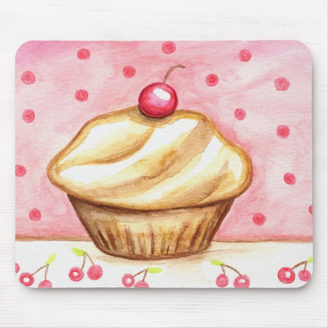 Cherry Cupcake Art Mousepad (Frente)
