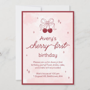 Cherry First Convite de aniversário
