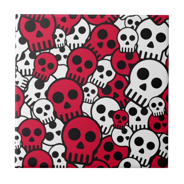 Cherry Gothic Skull Pattern Impressão (Frente)