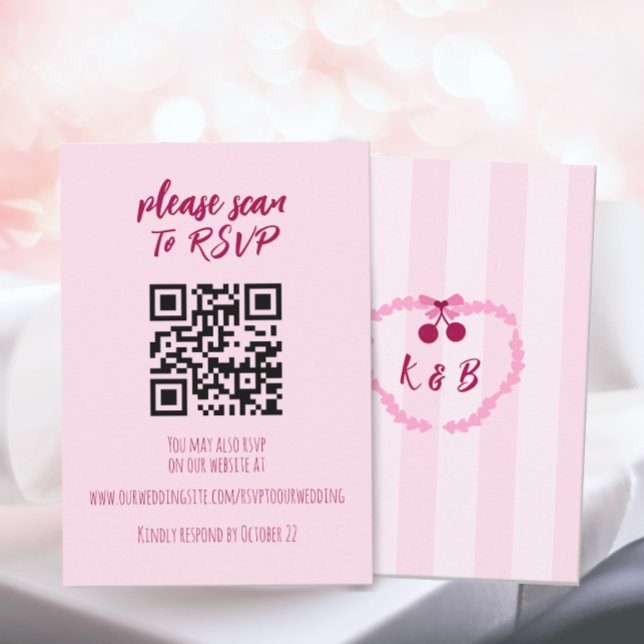 Cherry no Top Wedding RSVP Resposta Card (Criador carregado)