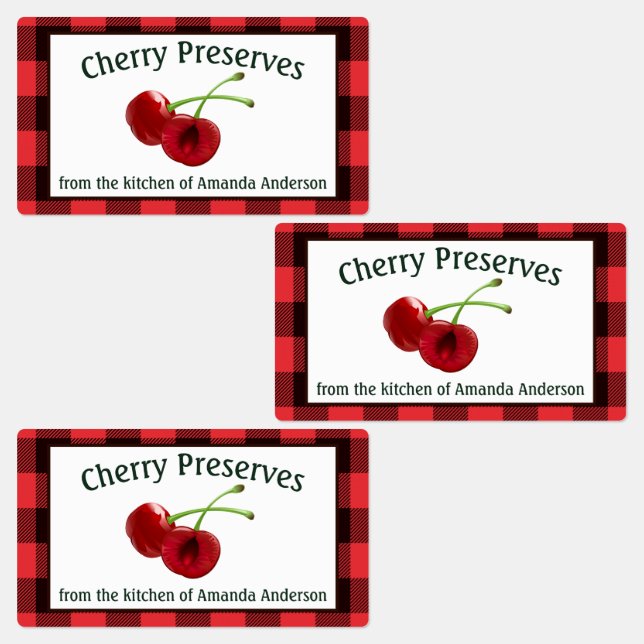Cherry Preserva Cherries Etiqueta de Comida de Xad (Grupo)